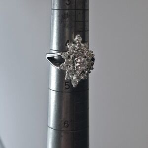 Vintage Sterling Silver Elegant Evening Cocktail Boho CZ Crystal Cluster Ring 4.